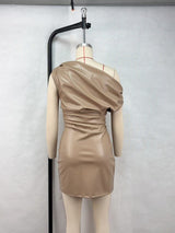 Slash shoulder temperament hip dress sexy nightclub mini skirt