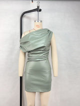 Slash shoulder temperament hip dress sexy nightclub mini skirt