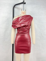 Slash shoulder temperament hip dress sexy nightclub mini skirt