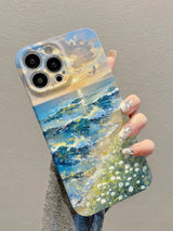 Aesthetic Artistic Oil Painting Ocean Sunset iPhone Case - CREAMCY