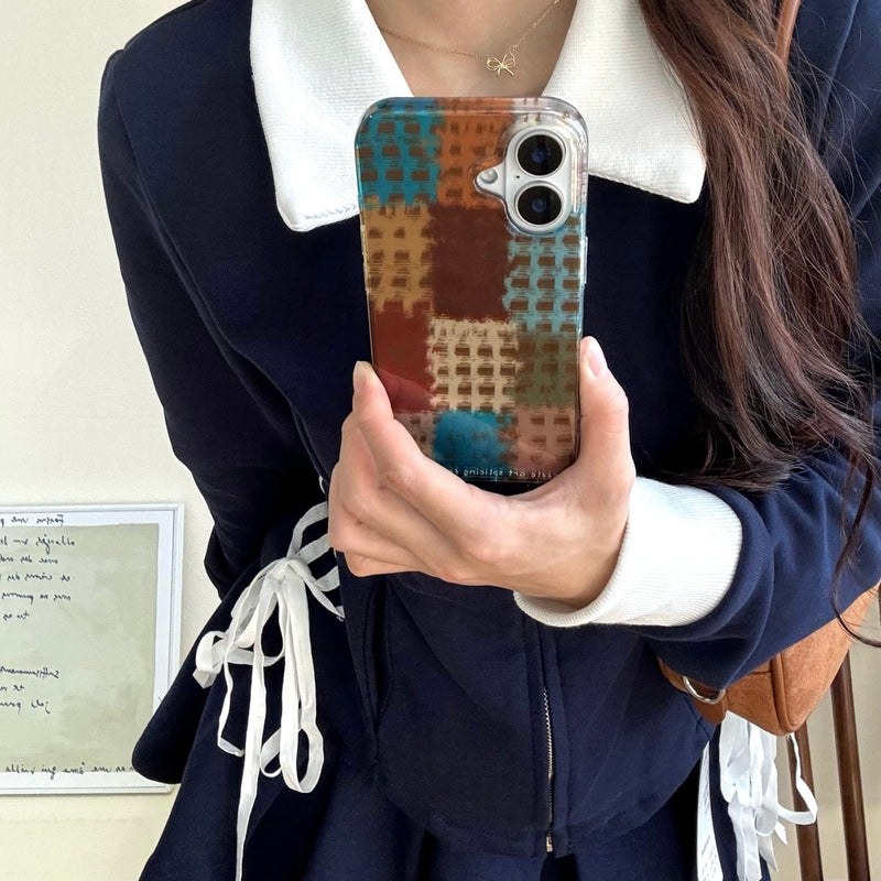 Autumn Sweater Plaid iPhone Case - CREAMCY