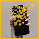 Black Aesthetic Yellow Rose Floral iPhone Case - CREAMCY