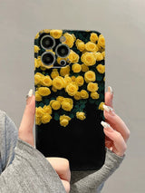 Black Aesthetic Yellow Rose Floral iPhone Case - CREAMCY