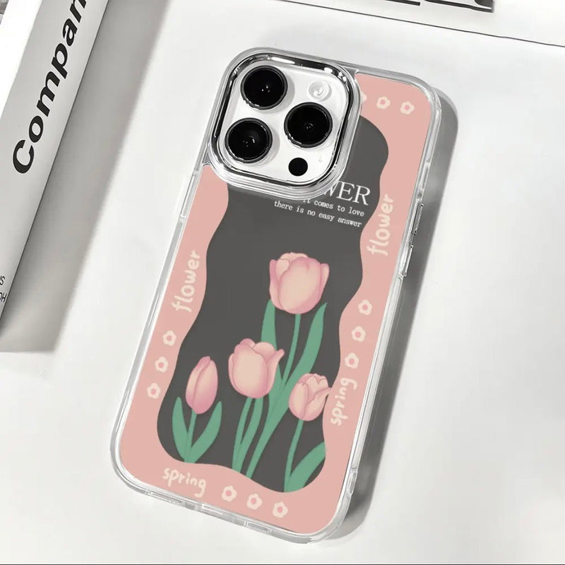 Blossoming Tulip Mirror iPhone Case - CREAMCY