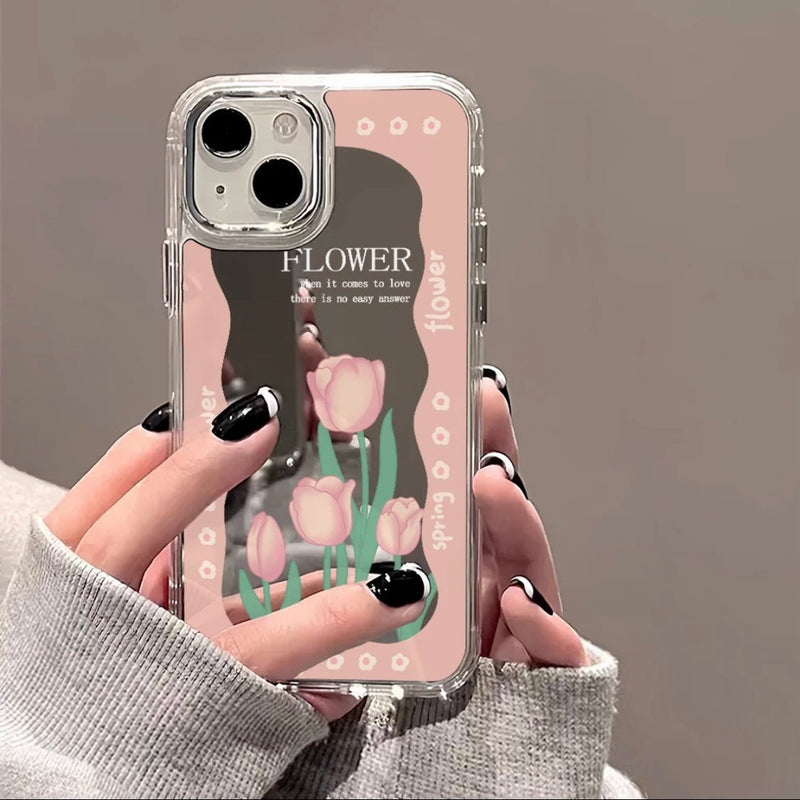 Blossoming Tulip Mirror iPhone Case - CREAMCY