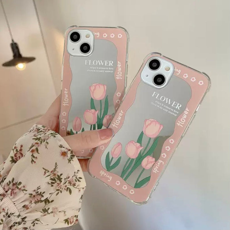 Blossoming Tulip Mirror iPhone Case - CREAMCY