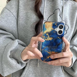 Blue - Gold Marble Opulence iPhone Case - CREAMCY