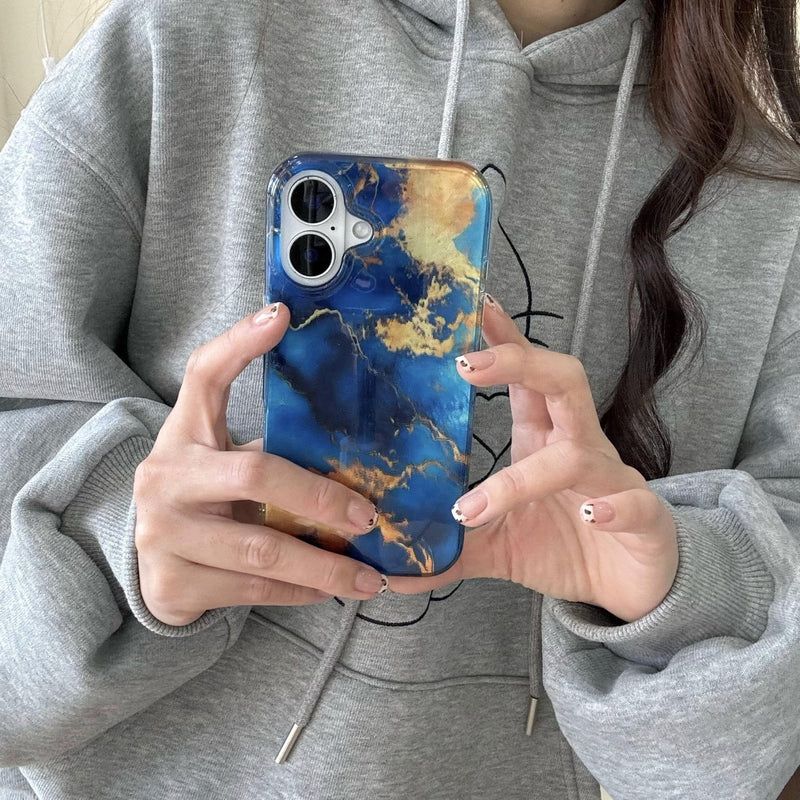 Blue - Gold Marble Opulence iPhone Case - CREAMCY