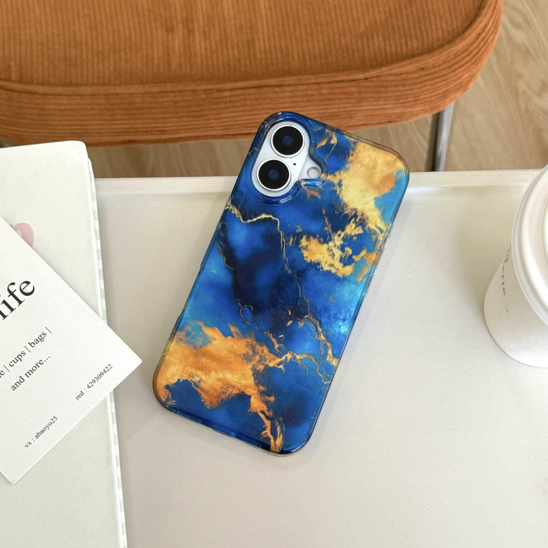 Blue - Gold Marble Opulence iPhone Case - CREAMCY