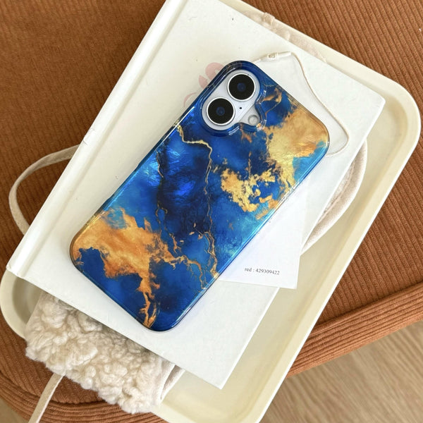 Blue - Gold Marble Opulence iPhone Case - CREAMCY