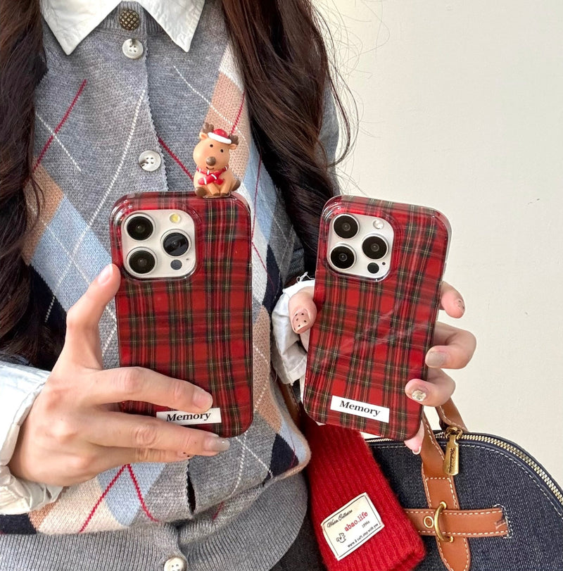 Crimson Checkered iPhone Case - CREAMCY