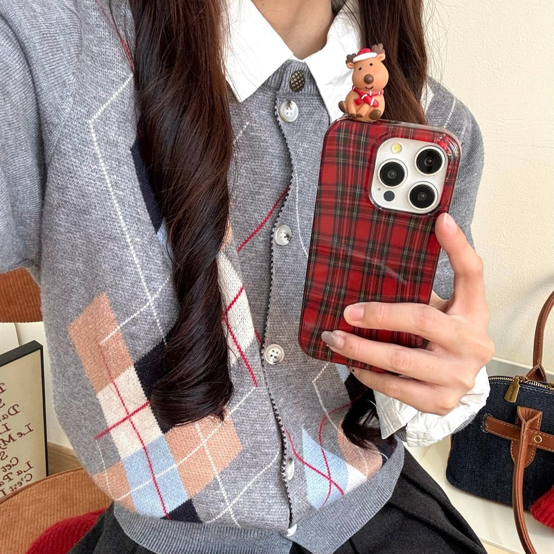 Crimson Checkered iPhone Case - CREAMCY