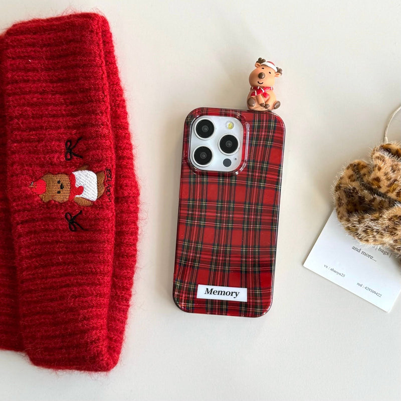 Crimson Checkered iPhone Case - CREAMCY