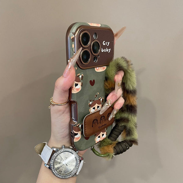 Cute Crybaby & Hearts Olive Green Phone Case - CREAMCY