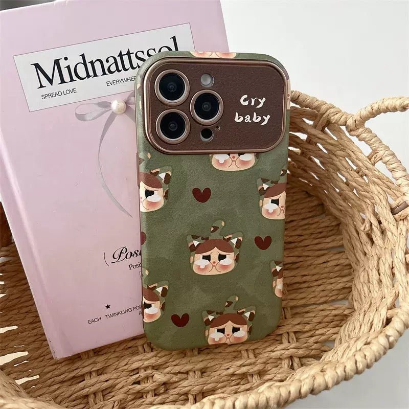 Cute Crybaby & Hearts Olive Green Phone Case - CREAMCY