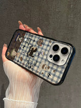 Cute Puppy Plaid Protective iPhone Case - CREAMCY