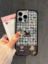 Cute Puppy Plaid Protective iPhone Case - CREAMCY