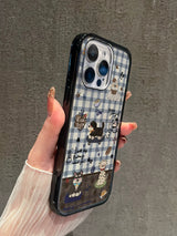 Cute Puppy Plaid Protective iPhone Case - CREAMCY