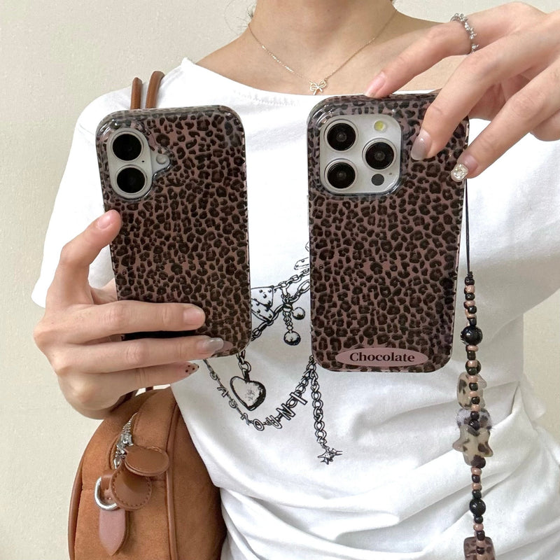 Dainty Brown Leopard Pattern iPhone Case - CREAMCY