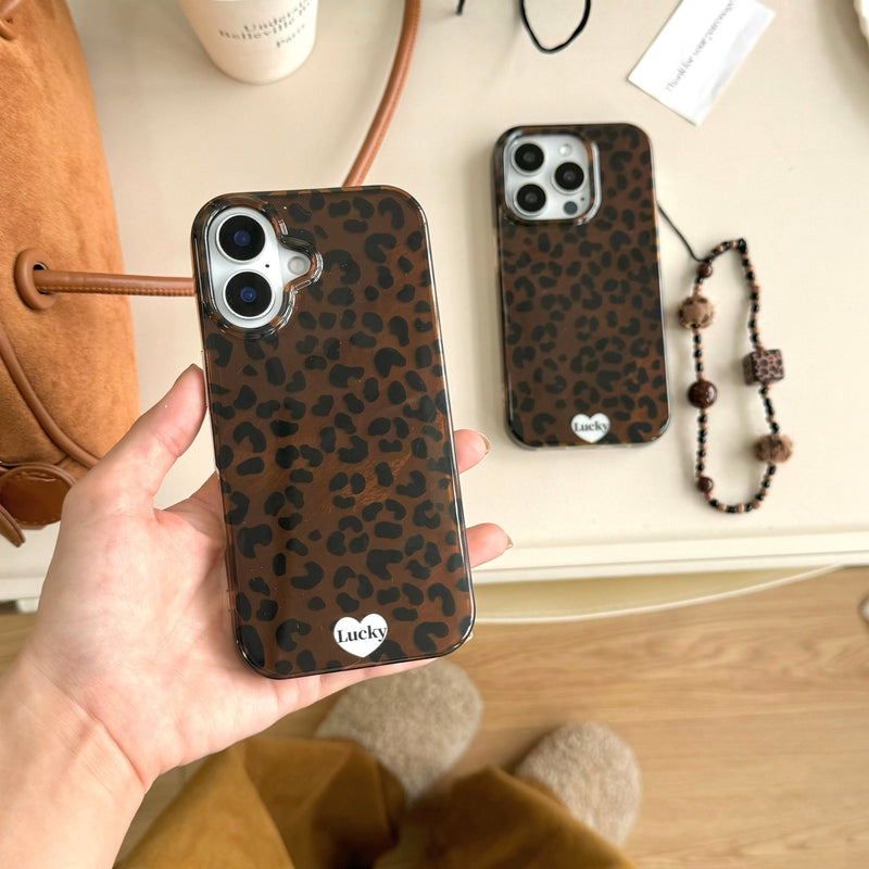 Dark Brown Leopard Print iPhone Case - CREAMCY