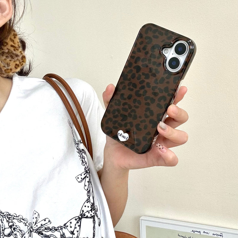 Dark Brown Leopard Print iPhone Case - CREAMCY