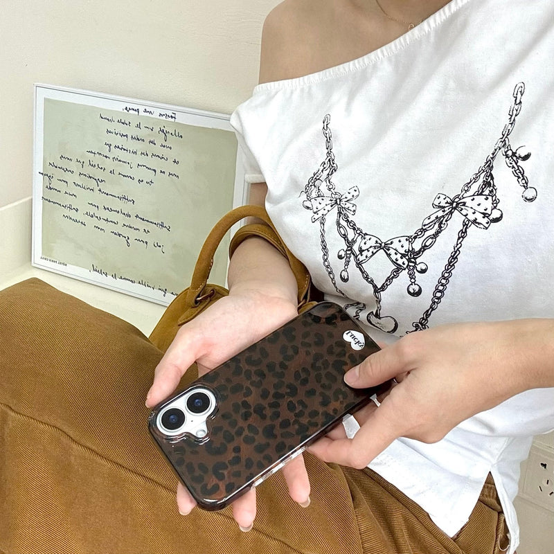 Dark Brown Leopard Print iPhone Case - CREAMCY