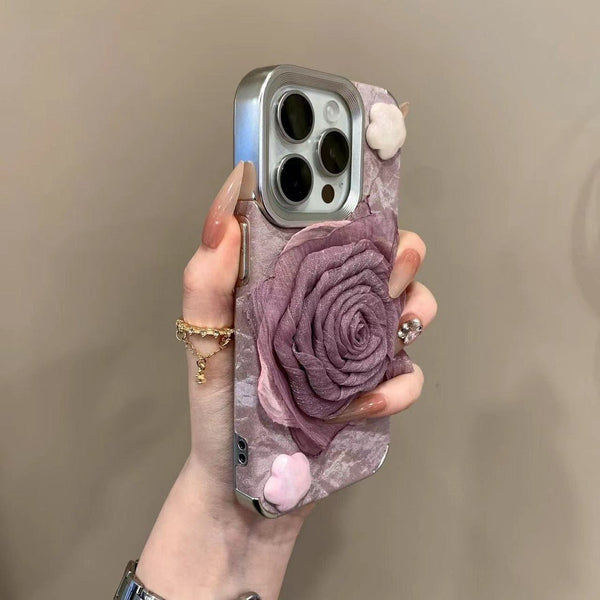 Glacier Bloom 3D Violet Rose iPhone Case - CREAMCY