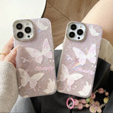 Graceful Pink Marble Butterfly iPhone Case - CREAMCY