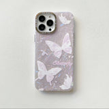 Graceful Pink Marble Butterfly iPhone Case - CREAMCY