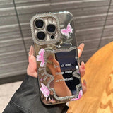 Laser Kitty Mirror With Pink Butterfly iPhone Case - CREAMCY