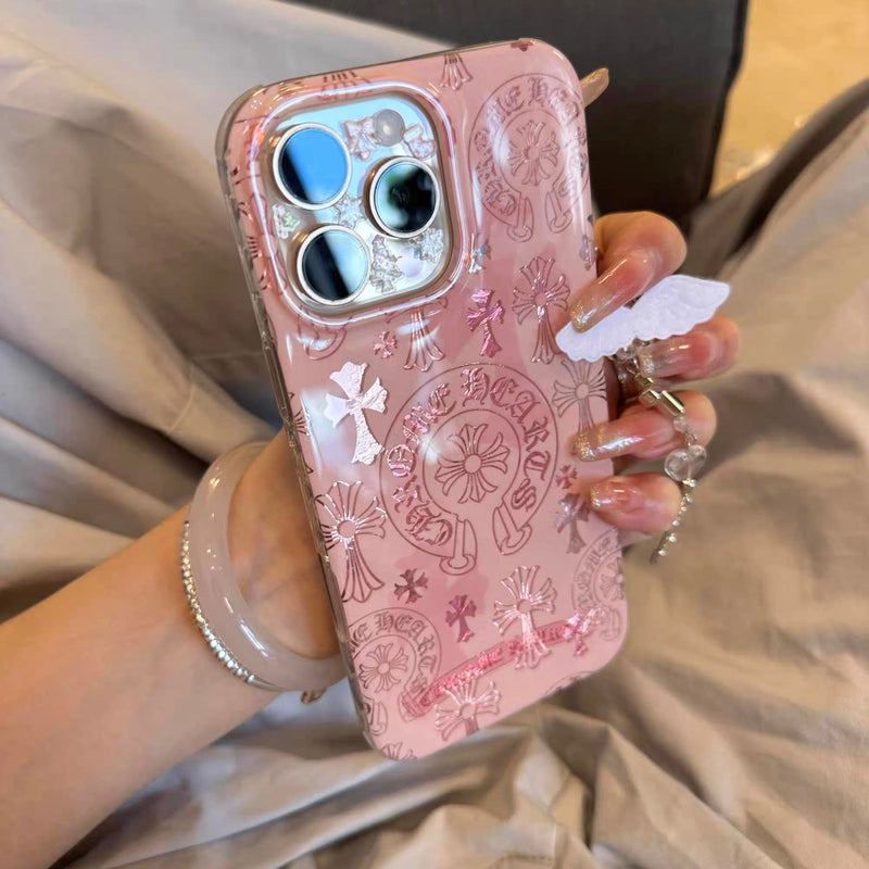 Luxurious Blush Pink Cross - Embroidered iPhone Case - CREAMCY
