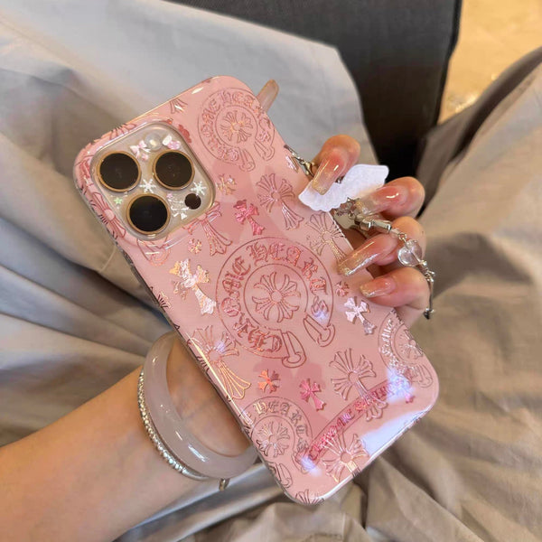 Luxurious Blush Pink Cross - Embroidered iPhone Case - CREAMCY
