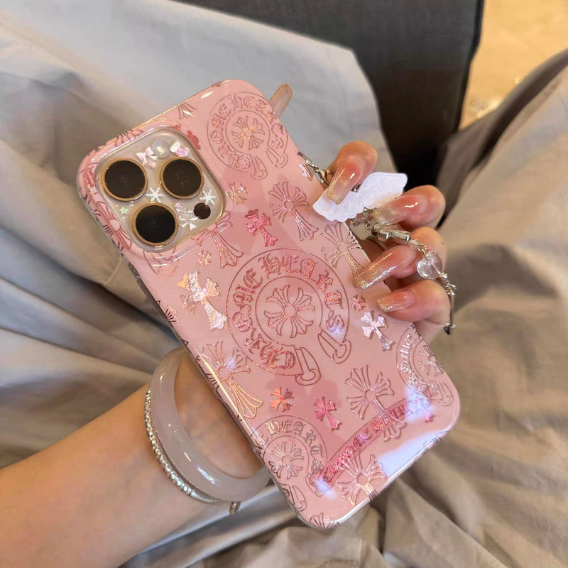 Luxurious Blush Pink Cross - Embroidered iPhone Case - CREAMCY