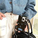 Mysterious Black with Blue Floral iPhone Case - CREAMCY