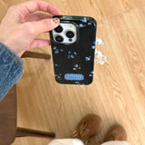 Mysterious Black with Blue Floral iPhone Case - CREAMCY