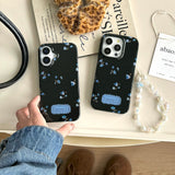 Mysterious Black with Blue Floral iPhone Case - CREAMCY