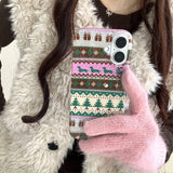 Pink - Brown Christmas Sweater iPhone Case - CREAMCY