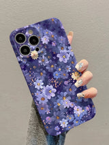 Plum Purple All Over Floral Vintage Aesthetic Anti Drop iPhone Case - CREAMCY