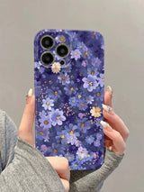 Plum Purple All Over Floral Vintage Aesthetic Anti Drop iPhone Case - CREAMCY