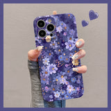 Plum Purple All Over Floral Vintage Aesthetic Anti Drop iPhone Case - CREAMCY