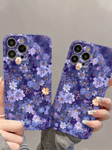 Plum Purple All Over Floral Vintage Aesthetic Anti Drop iPhone Case - CREAMCY