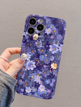 Plum Purple All Over Floral Vintage Aesthetic Anti Drop iPhone Case - CREAMCY
