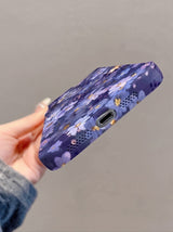 Plum Purple All Over Floral Vintage Aesthetic Anti Drop iPhone Case - CREAMCY
