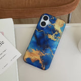 Blue-Gold Marble Opulence iPhone Case