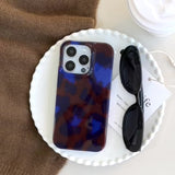 Retro Blue-Brown Leopard Print iPhone Case