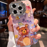 Purple Baby Bear Oil Painting iPhone Case - CREAMCY