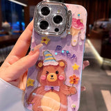 Purple Baby Bear Oil Painting iPhone Case - CREAMCY