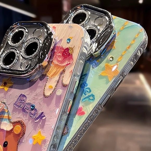 Purple Baby Bear Oil Painting iPhone Case - CREAMCY