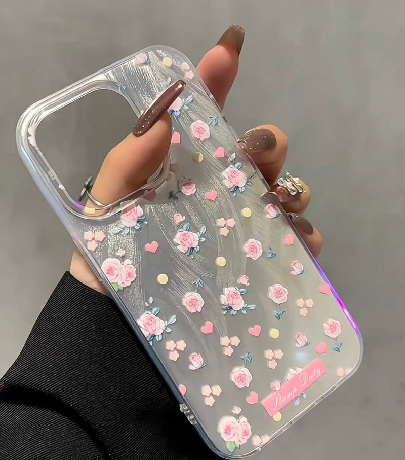 Radiant Pink Floral Laser iPhone Case - CREAMCY