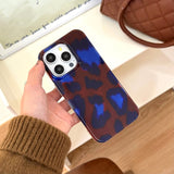 Retro Blue - Brown Leopard Print iPhone Case - CREAMCY